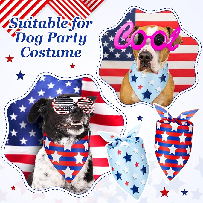 Preboun 50 Pcs Patriotic Dog Bandanas Bulk Labor Day Star Bandanas for Dogs Triangle Kerchief Scarf Set for Puppy Small Medium Large Workers' Veterans Day Costume Accessories(31.5 x 21.7 x 21.7)