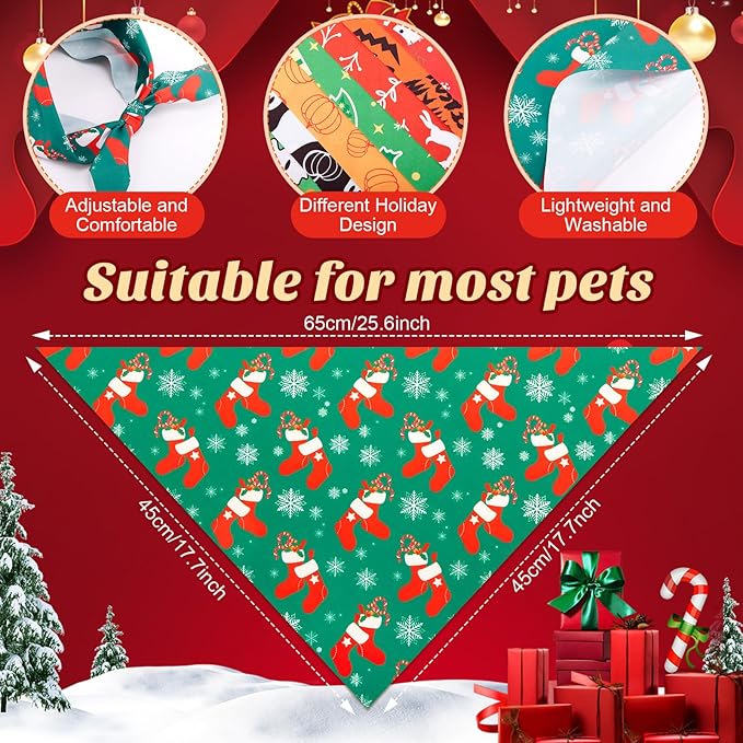 Preboun 200 Pcs Halloween Thanksgiving Christmas Dog Bandanas Bulk Holiday Bandanas for Dogs Triangle Kerchief Bib Scarf Set for Pet Fall Costume Photo Props Accessories Pet Shops Groomers, 25 Styles