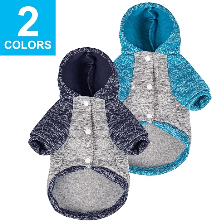 Dog Sweater, Dog Sweaters for Small Dogs, 2, 3 Pack Warm Soft Pet Clothes for Puppy, Medium Large Cat, Dogs Girl or Boy, Dog Shirt for Winter Christmas (Hoodie Grey,Navy+Grey,Blue, XX-Small)