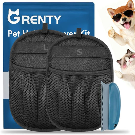 Pet Hair Removal Gloves Kit for Dogs & Cats, 2025 Newly Upgraded Five-Finger Electrostatic Pet Hair Gloves, Reusable Pet Hair Remover Tools for Clothing, Carpet, Couch, Car Seat