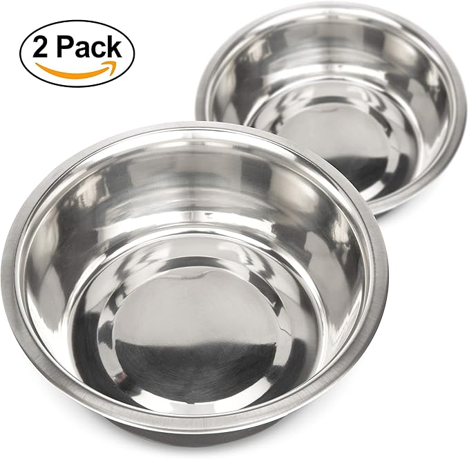 Neater Pet Brands 7 Cup (56 oz.) Stainless Steel Dog Bowls, Set of 2 Neater Feeder Replacement Bowls (M/L Express, Large Deluxe Models), Dog Food Bowl & Water Bowl, Dishwasher Safe Metal Dish for Dogs