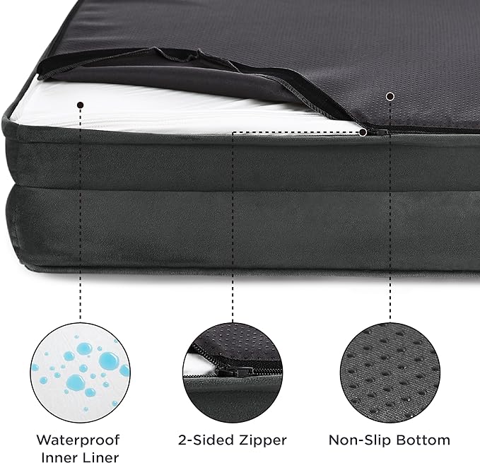 Bedsure Orthopedic Dog Beds Large Sized Dog - Washable Large Dog Cat Bed Waterproof, Comfort Dogs Couch Sofa with Washable Removable Cover, Pet Bed with Nonskid Bottom, Dark Grey, 35"