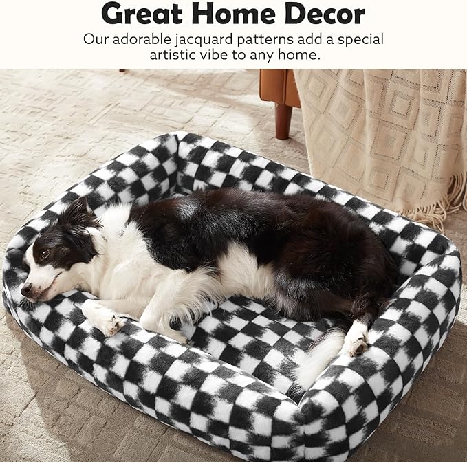 JOEJOY XL Dog Beds Large Sized Dog, Rectangle Washable Orthopedic Corduroy Fleece Pet Bed with Removable Zipper Cover, Cute Soft Calming Puppy Bed with Non Skid Bottom