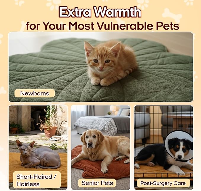 Green Clover Shaped Extra Large Dog Heating pad (57"x47"), Pet Heating Pad for Dogs and Cats, Waterproof, Adjustable Temperature, Safe & Machine Washable,for Indoor/Outdoor Use