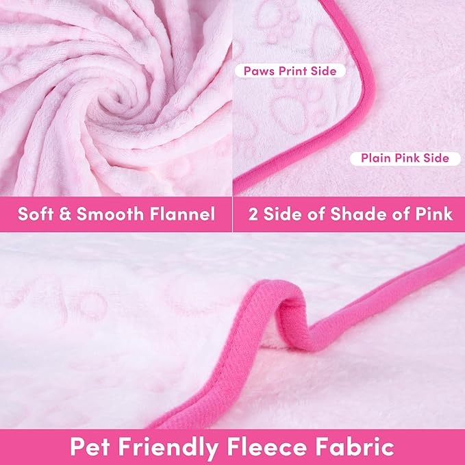 Stuffed Premium Soft Dog Blanket, Flannel Pink Stuff Cute Paw Print, 43 * 66 inches, Cat Blanket Puppy Supplies Dog Products Stuff Essentials
