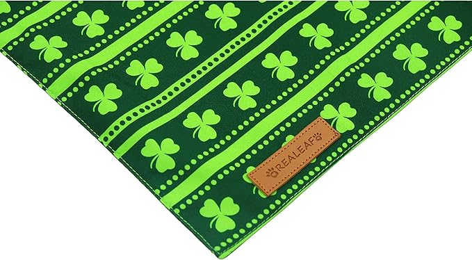 Realeaf St. Patrick's Day Dog Bandanas 2 Pack, Reversible Green Shamrock Pet Scarf for Boy and Girl, Premium Durable Fabric, Holiday Bandana for Large and Extra Large Dogs (X-Large)