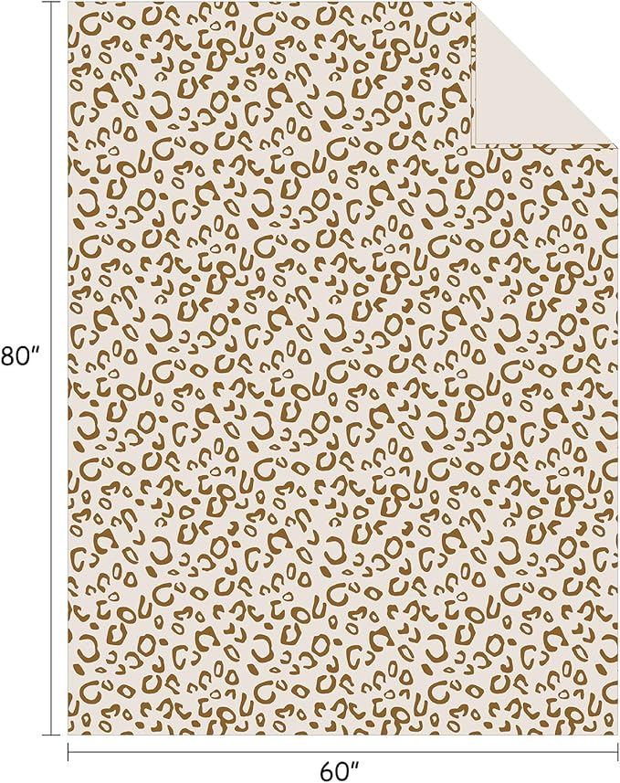 FY FIBER HOUSE Flannel Fleece Throw Blanket, Lightweight Cozy Plush Microfiber Bedspreads for Adults,60"X80",Brown Leopard