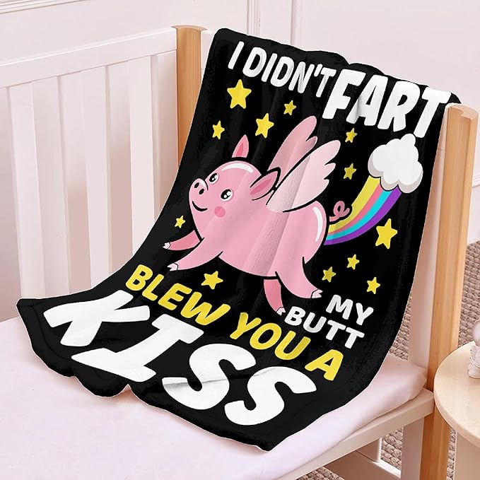 Funny Pig Blanket Gift for Girls Boys- 50x60 Inches Soft Flannel Throws Blankets Funny Gift for Teen Women Men Adult Cute Pig Lover Gifts for Birthday Christmas Halloween Bed Sofa Couch