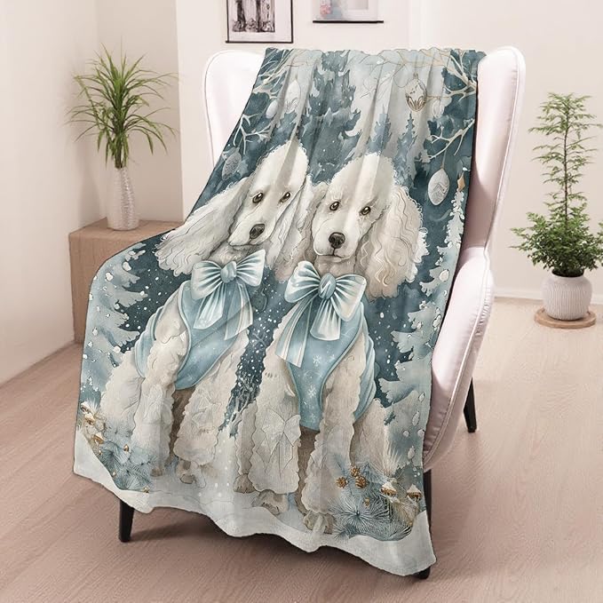 Poodle Gifts, Poodle Dog Blanket for Adults Women Kids, 40x50 in, Cozy Fuzzy Warm Soft Throw Blankets for Bedroom, Camping, Couch, Decor