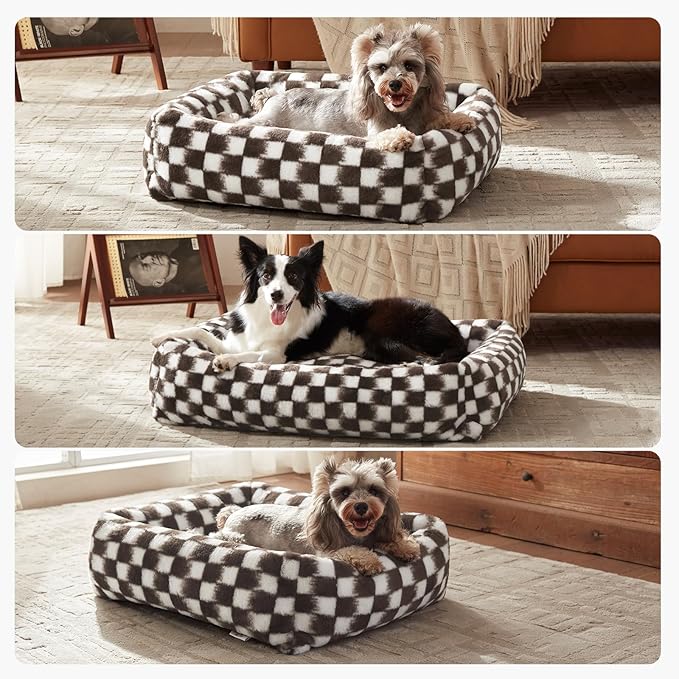 JOEJOY Small Dog Bed for Small Dogs, Rectangle Washable Orthopedic Corduroy Fleece Pet Bed with Removable Zipper Cover, Cute Soft Calming Puppy Bed with Non Skid Bottom