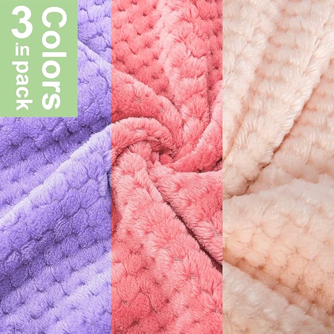 POMIU Dog Sweater, Dog Sweaters for Small Medium Dogs or Cat, Warm Soft Flannel Pet Clothes for Dogs Girl or Boy, Dog Shirt Coat Jacket (Peach+Purple+Rose, Medium)