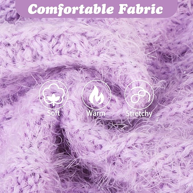 Turtleneck Small Dog Sweaters - Classic Cable Knitwear Winter Coat for Small Medium Dogs Male Female Puppy Dog Cold Weather Clothes Girls Boys, Purple, S