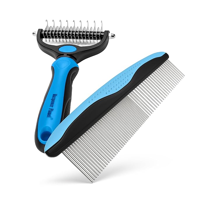 Maxpower Planet Pet Grooming Rake and Dematting Comb for Dogs - Dog Grooming Supplies, Undercoat Rake for Dogs, Cats - Extra-Wide Deshedding Dog Brush, Deshedder Comb for Long Hair - Reduce Shedding