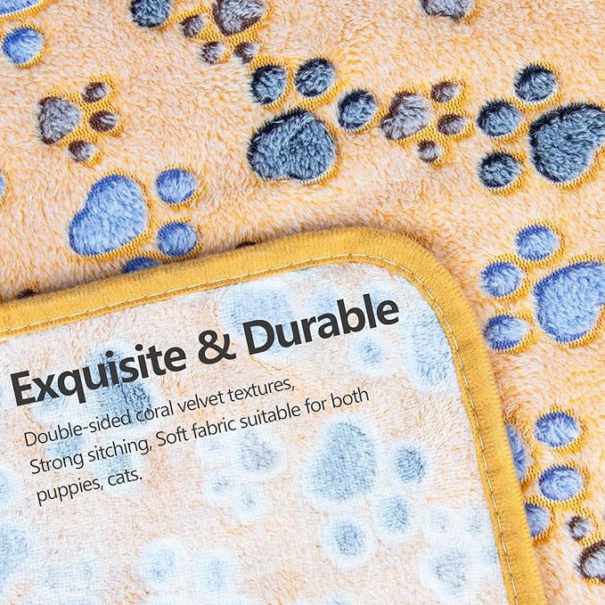 LeapSheep Pet Blankets for Dogs Cats - 3Pack Heart Pattern Super Soft Fluffy Dog Blankets for Small Medium Large Doggy Kitten (Paws, Small)