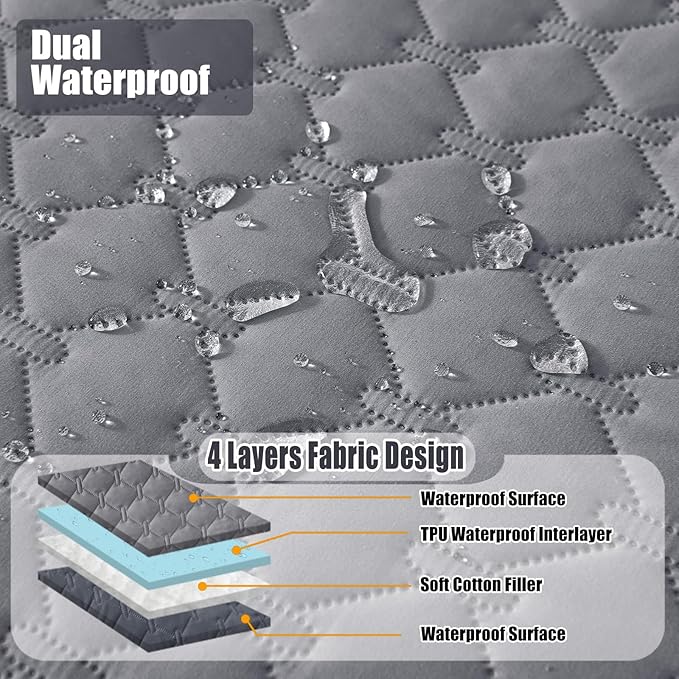 Smiry Waterproof Dog Bed Cover Blanket, Soft Reversible Pet Blanket, Washable Leakproof Cats Dogs Couch Cover for Sofa, Couch, Furniture (82x102 Inch, Grey/Dark Grey)