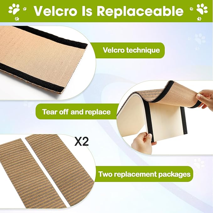 Easy-Replace Cat Scratching Pad with Cork & Cardboard Refills, Eco-Friendly Scratch Board Toy, No Mess Debris for Cat Health, Sustainable Kitten Scratching Post