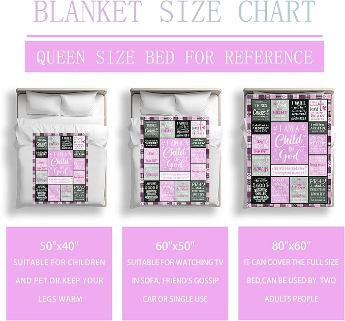 Christian Blanket Gifts for Women, Baptism Gifts for Girls, Inspirational Birthday Religious Catholic Spiritual Gift for Women, Bible Verse Throw Blanket 50"x40"