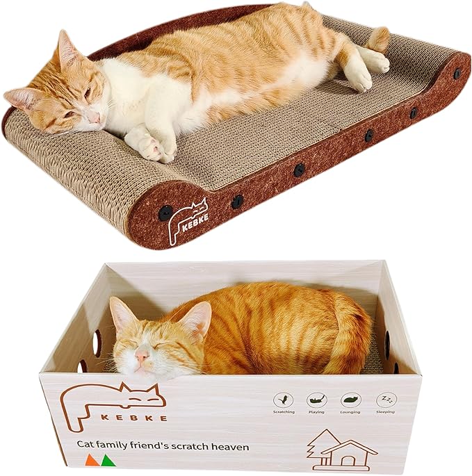 Cat Scratcher 24 Inch Cat Scratching Sofa Bed & 16" Lounge Box with Scratch Pad - Durable Cat Scratchers for Indoor Cats to Protect Your Furniture