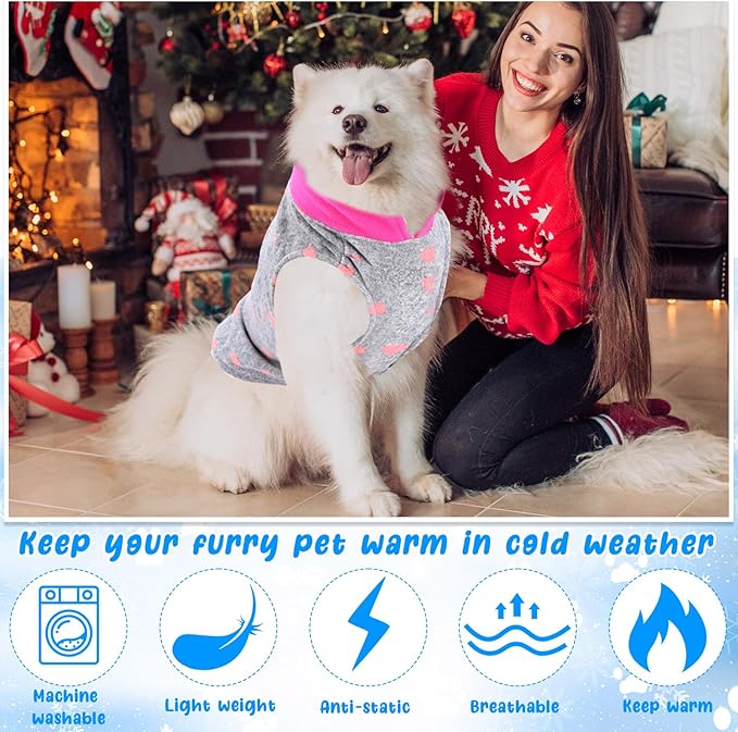 Reginary 10 Pack X-Large Dog Sweaters Fleece Pet Dog Clothes with Leash Ring Soft Warm Winter Puppy Plaid Shirt(Stylish)