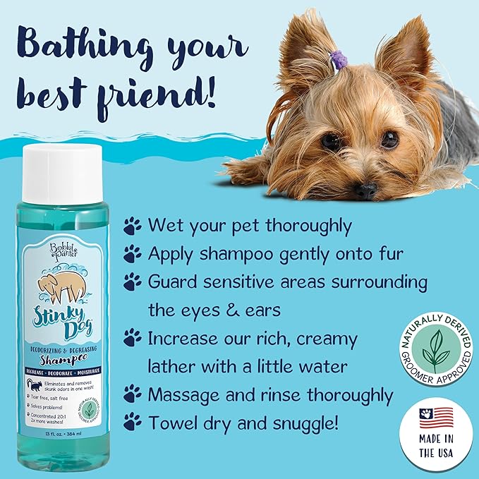Bobbi Panter Dog Shampoo - Made in USA - All Natural Formula for Heavy Duty Deodorizing & Degreasing - Concentrated 25:1 for Professional Groomers - Fresh Clean Scent, 13 Oz (Case of 12)