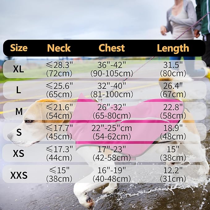Mile High Life Dog Raincoat, Adjustable Waterproof Reflective Rain Jacket for Small Medium Large Dogs, Lightweight Breathable Pet Rain Coat with Leash Hole(Hot Pink,XXS Chest 16-19")