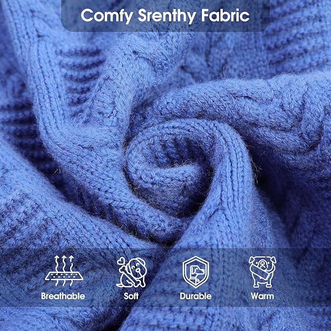 ASENKU Dog Sweater for Small Dog Girls Boys, Fall Winter Turtleneck Long Sleeve Pet Christmas Sweater, Pullover Sweatshirt for Westie, Blue, M