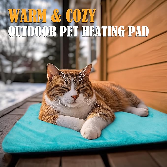PETNF Outdoor Pet Heating Pad for Cats Dogs, Waterproof Cat Warming Pad Outdoor Outside, Safe Electric Heating Pad for Feral Cat House Heated Dog Bed Mat, 20"X16"