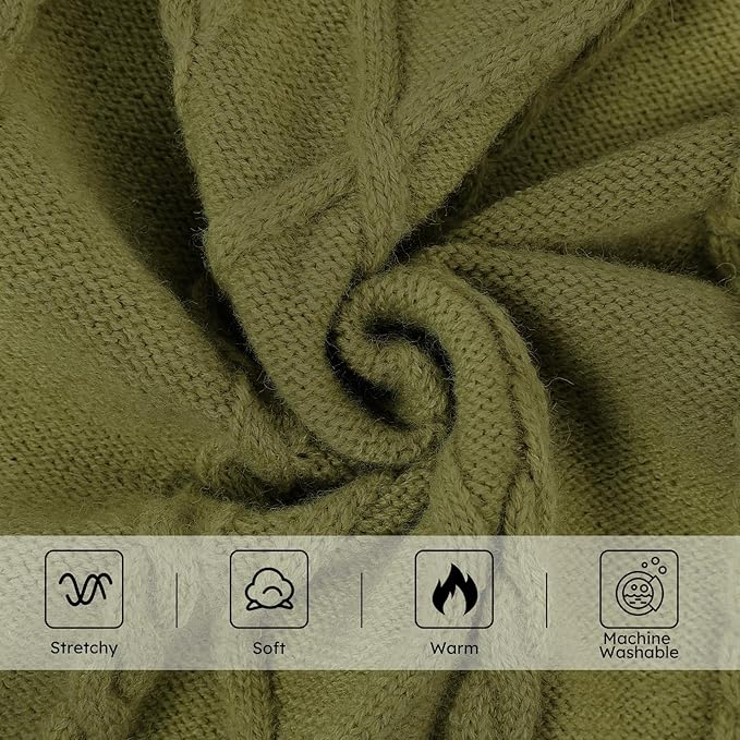 Queenmore Small Dog Pullover Sweater, Cold Weather Cable Knitwear, Classic Turtleneck Thick Warm Clothes for Chihuahua, Bulldog, Dachshund, Pugl,OliveGreen,XL