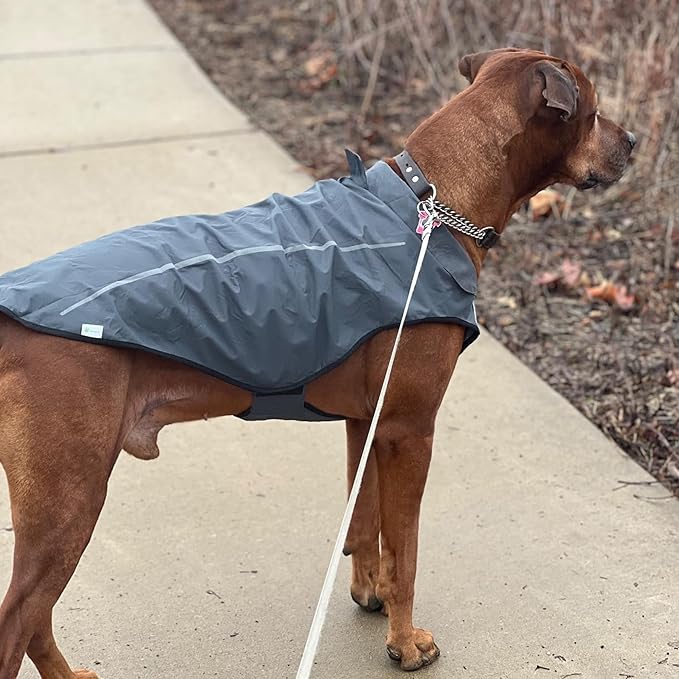 Mile High Life Dog Raincoat, Adjustable Waterproof Reflective Rain Jacket for Small Medium Large Dogs, Lightweight Breathable Pet Rain Coat with Leash Hole(Dark Gray,XS Chest 17-23")