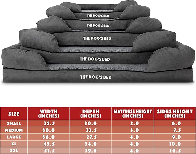 The Dog’s Bed, XL Grey Plush,Solid Memory Foam, Pain Relief: Arthritis, Hip & Elbow Dysplasia, Post Surgery, Lameness, Supportive, Calming, Waterproof Washable Cover