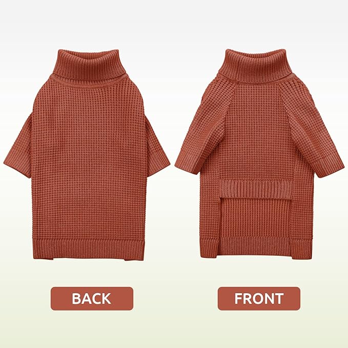 Queenmore Soft Warm Large Dog Sweater, Large Dog Sweaters for Male Dogs, Pet Christmas Sweaters, Extra Large Breeds Kintwear, Turtleneck Pullover Pet Clothes, Saddle Brown 3XL