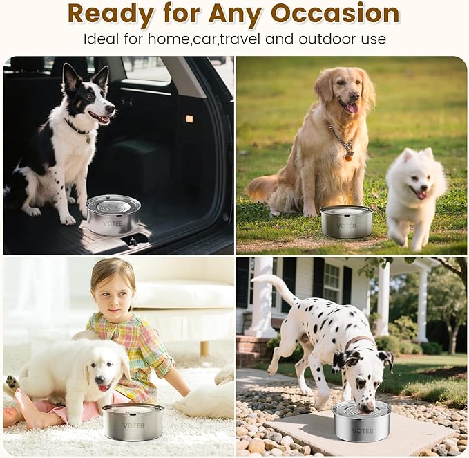 Dog Water Bowl No Spill 3L Stainless Steel,Spill Proof Slow Water Bowl for Dogs,Non-Slip Slobber Stopper Slow Drinking Feeder for Sloppy Messy Drinkers, Indoor and Outdoor Use