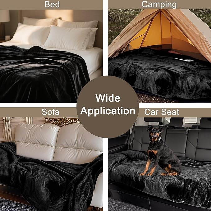 gogobunny Dog Blanket, Waterproof Reversible Sherpa Fleece Throw Blanket, Furniture Cover for Bed, Couch, Sofa Protection from Liquid Pee and Pet Fur of Puppy, Cat (Black, 30x70 inches)