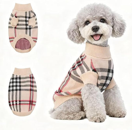 Small/Medium Dog Sweater, Warm Dog Winter Coat w/Sleeves, Comfortable High Neck & Leash Hole, Premium Dog Clothes for Mini Poodle-Best for Holidays, Daily Walks S Apricot