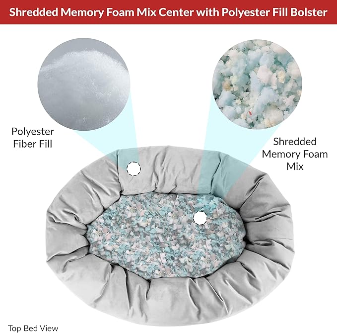 Majestic Pet 52 Inch Suede Shredded Memory Foam Mix Calming Extra Large Dog Bed Washable 52 x 35 x 11 (Inch) - Cozy Soft Round Donut Dog Bed with Spine for Head Support - Pet Bed Rust