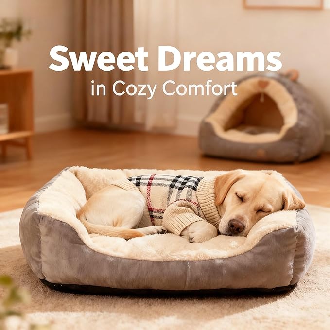 Medium/Large Dog Sweater, Warm Dog Winter Coat w/Sleeves, Comfortable High Neck & Leash Hole, Premium Dog Clothes for Labrador-Best for Holidays, Daily Walks XL Apricot