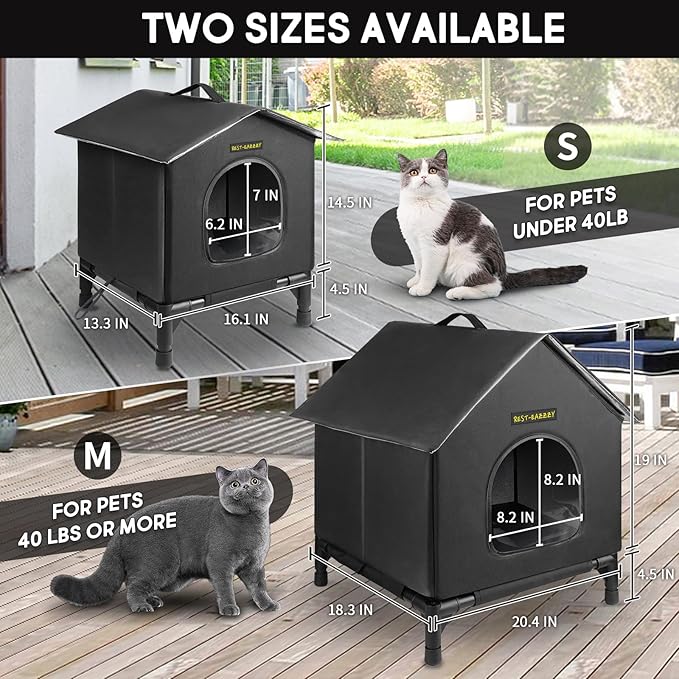 Rest-Eazzzy Heated Cat House for Indoor Cats, Waterproof, Fully Insulated Shelter, Great for Cat Houses and Cat Beds (Black, Medium)