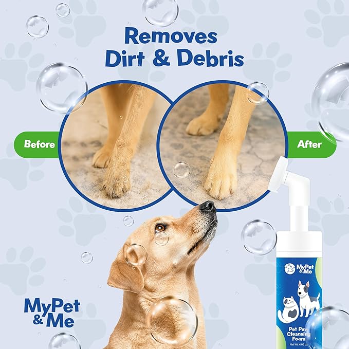 MyPet&Me - Dog Paw Cleaner - Foaming Cleanser for Easy Cleaning - No-Rinse Dog Paw Washer - Gentle Foot Cleaner for Dogs - Paw Wash for Small & Large Dogs - 4.05 oz