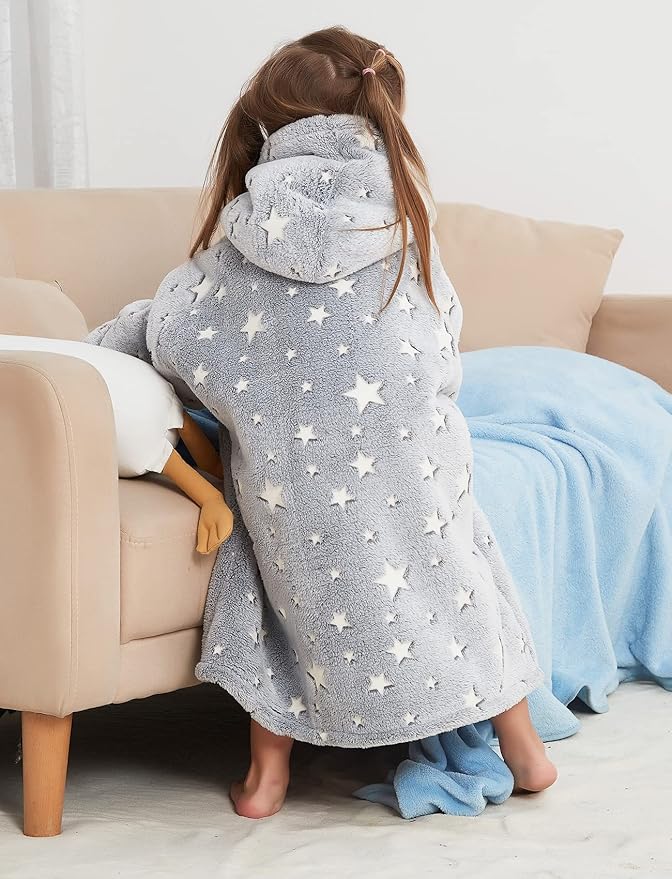 KFUBUO Wearable Blanket Hoodie for Kids Toddlers Sherpa Blanket Sweatshirt With Pocket Cute Hoodies 2-6 Year Old Girl Boy Birthday Gifts