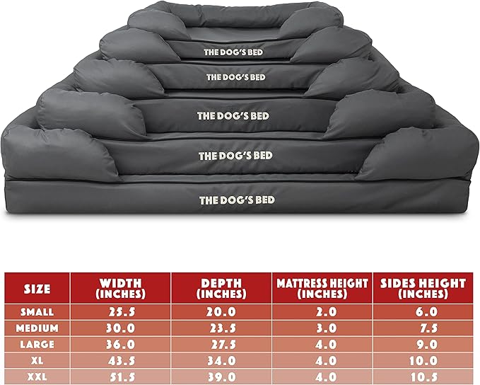The Dog’s Bed XL Grey, Memory Foam, Pain Relief: Arthritis, Hip & Elbow Dysplasia, Post Surgery, Lameness, Supportive, Calming, Waterproof Washable Cover