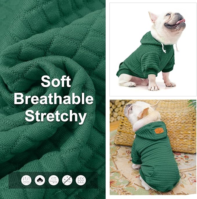 BEAUTYZOO Dog Sweaters for Large Dogs Girls Boys, Warm Winter Dog Hoodie Sweatshirt with Pocket & Leash Hole,Soft Waffle-Like Laminated Cotton Pet Clothes for Big Breeds Indoor Outdoor Cold Weather