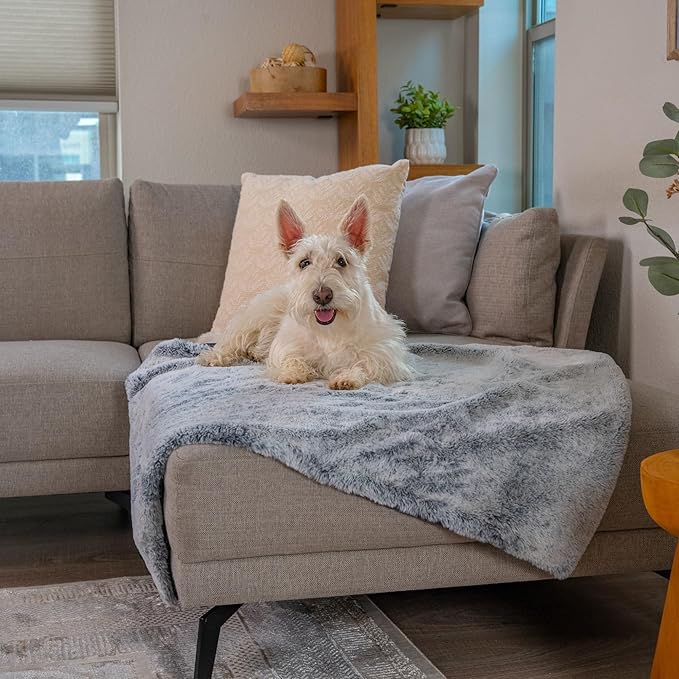 Best Friends by Sheri Reversible SnuggleSoft Calming Dog Blanket – Ultra Soft Faux Fur Pet Throw, Anxiety-Relief, Lightweight Warm Bed Cover for Dogs and Cats, Machine Washable, Gray, 30" x 40"