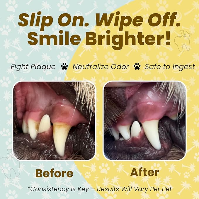 Dog Teeth Cleaning Wipes Ear Nose Paws Fur Cleaner Pure Coconut Oil 3 Packs of 50