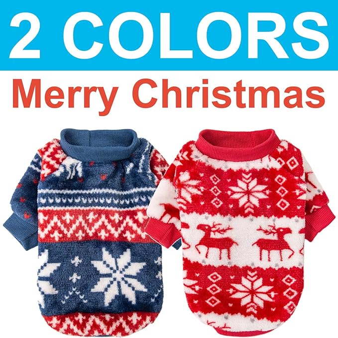 Dog Sweater, Dog Sweaters for Small Dogs, 2, 3 Pack Warm Soft Pet Clothes for Puppy, Medium Large Cat, Dogs Girl or Boy, Dog Shirt for Winter Christmas (Red+Navy, Large)
