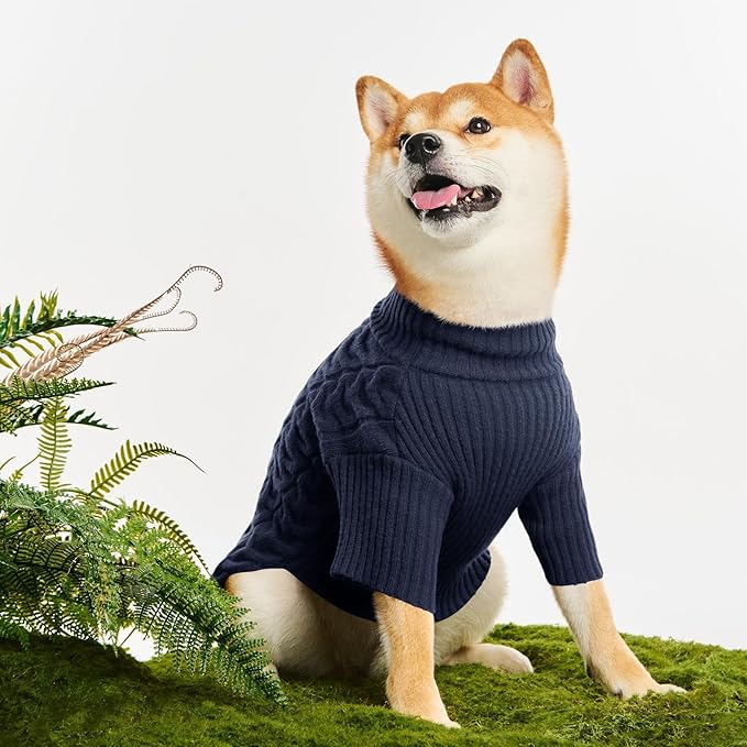 Haloumoning Classic Knit Pullover Dog Sweater, Turtle-Neck Dog Christmas Sweater, Warm Soft Sweaters for Girl Boy for Small Medium Large Dogs
