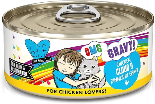 Weruva B.F.F. OMG - Best Feline Friend Oh My Gravy!, Chicken Cloud 9 with Chicken in Gravy, 5.5oz Can (Pack of 8)