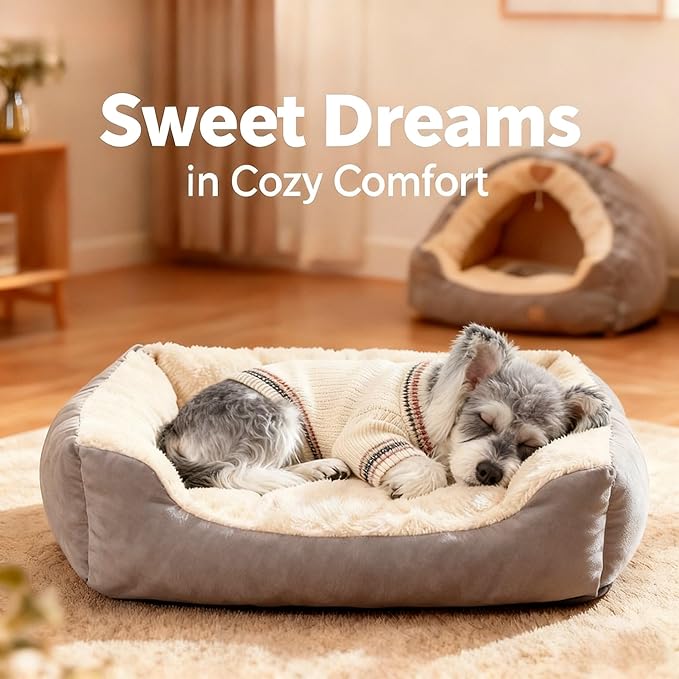 Small/Medium Dog Sweater, Warm Dog Winter Coat w/Sleeves, Comfortable High Neck & Leash Hole, Premium Dog Clothes for Schnauzer-Best for Holidays, Daily Walks M White