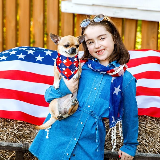 Preboun 50 Pcs Patriotic Dog Bandanas Bulk Labor Day Bandanas for Dogs Triangle Kerchief Scarf Set for Puppy Small Medium Large Workers' Veterans Day Costume Accessories (19.7 x 13.8 x 13.8 Inch)