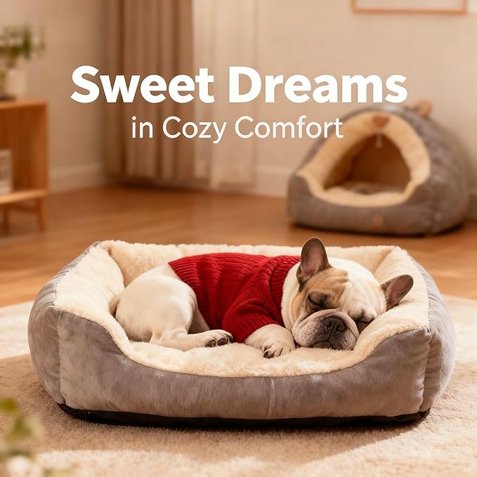 Medium/Large Dog Sweater, Warm Dog Winter Coat w/Sleeves, Comfortable High Neck Premium Dog Clothes for Bulldog-Best for Holidays, Daily Walks L Deep Red