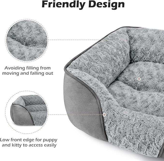 INVENHO Large Dog Bed Rectangle Washable Orthopedic Soft Calming Sleeping Durable Pet Cuddler with Anti-Slip Bottom